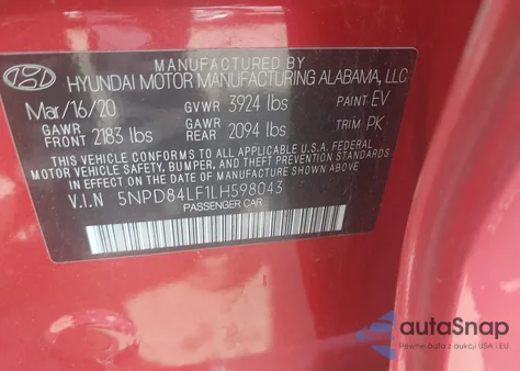 2020 Hyundai Elantra Value Edition из США, поврежденный, VIN 5NPD84LF1LH598043